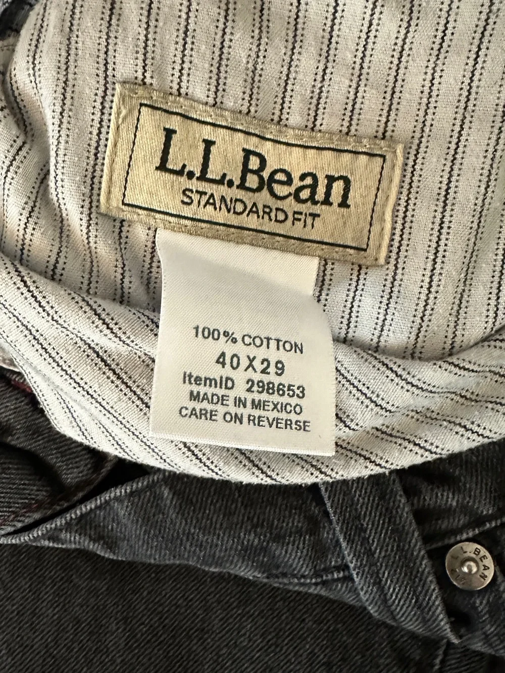 L.L.Bean Men’s 1912 Trail Fit denim jeans in washed black, size 40x29